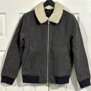 EUC A&F Mens XS Winter Wool Grey Sherpa Jacket